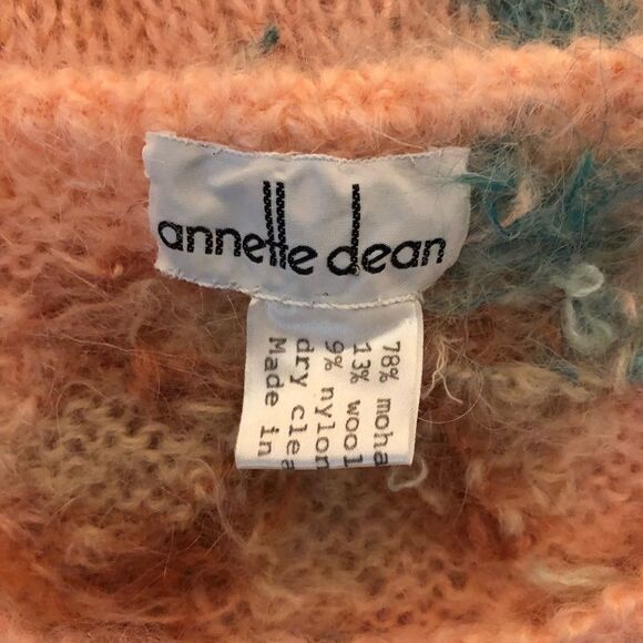 Vintage 1980’s fuzzy mohair floral tunic sweater peachy keen size M - Picture 5 of 5